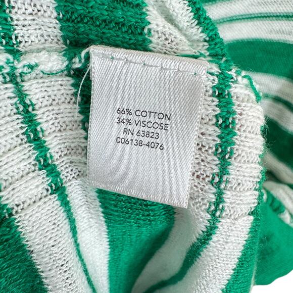 Christopher & Banks NWT Green White Striped Lightweight 3/4 Sleeve Sweater PXL - Picture 6 of 7